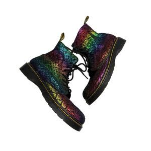 Dr. Marten Boots US 4M/ US 5 L 1460 Pascal Rainbow Croc Metallic Zip Up Suede